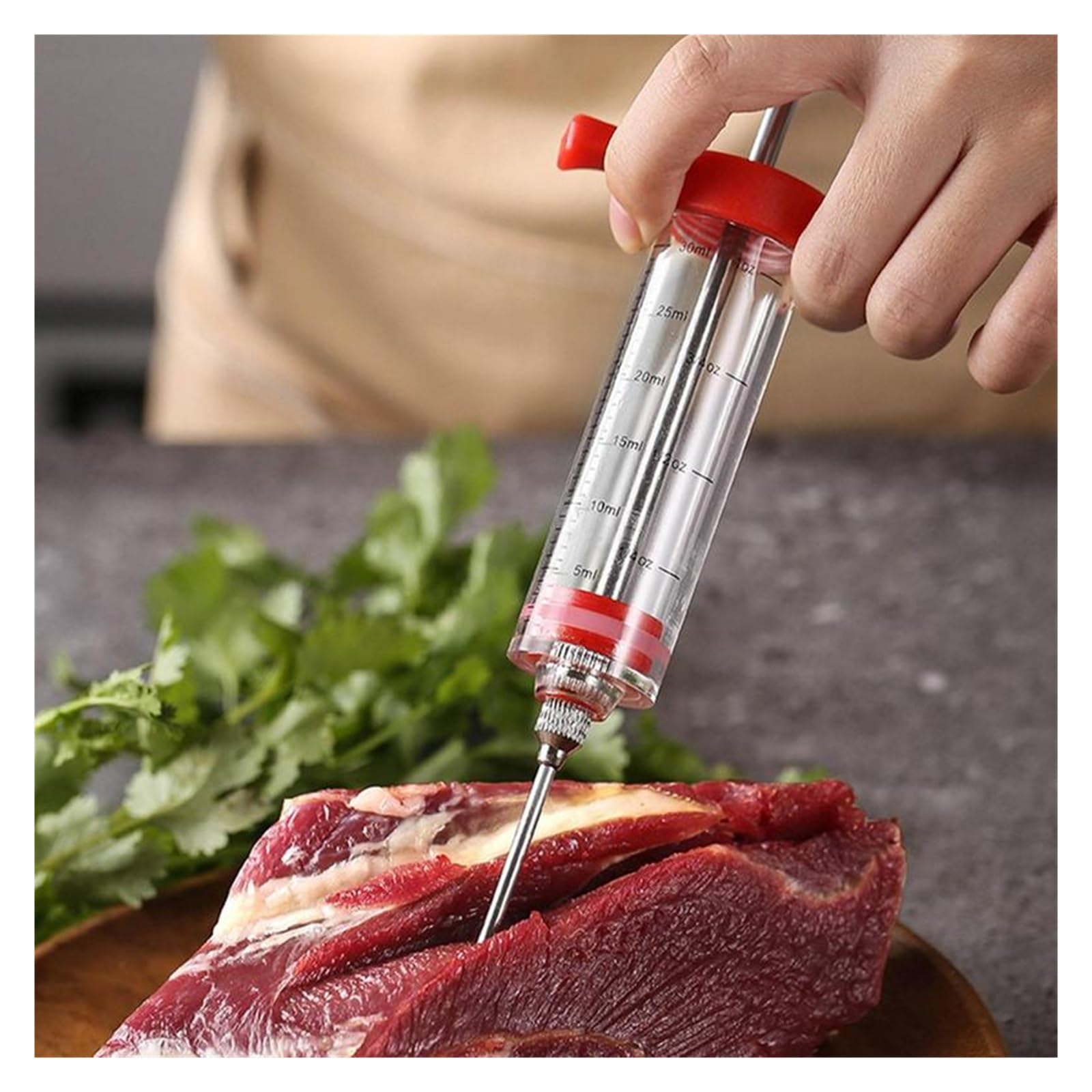 Injecteur De Marinade Pour Viande - Poire Alimentaire Réutilisable Pour Dinde, Poulet, Porc - Ustensile Barbecue, Rend La Viande Juteuse - 5