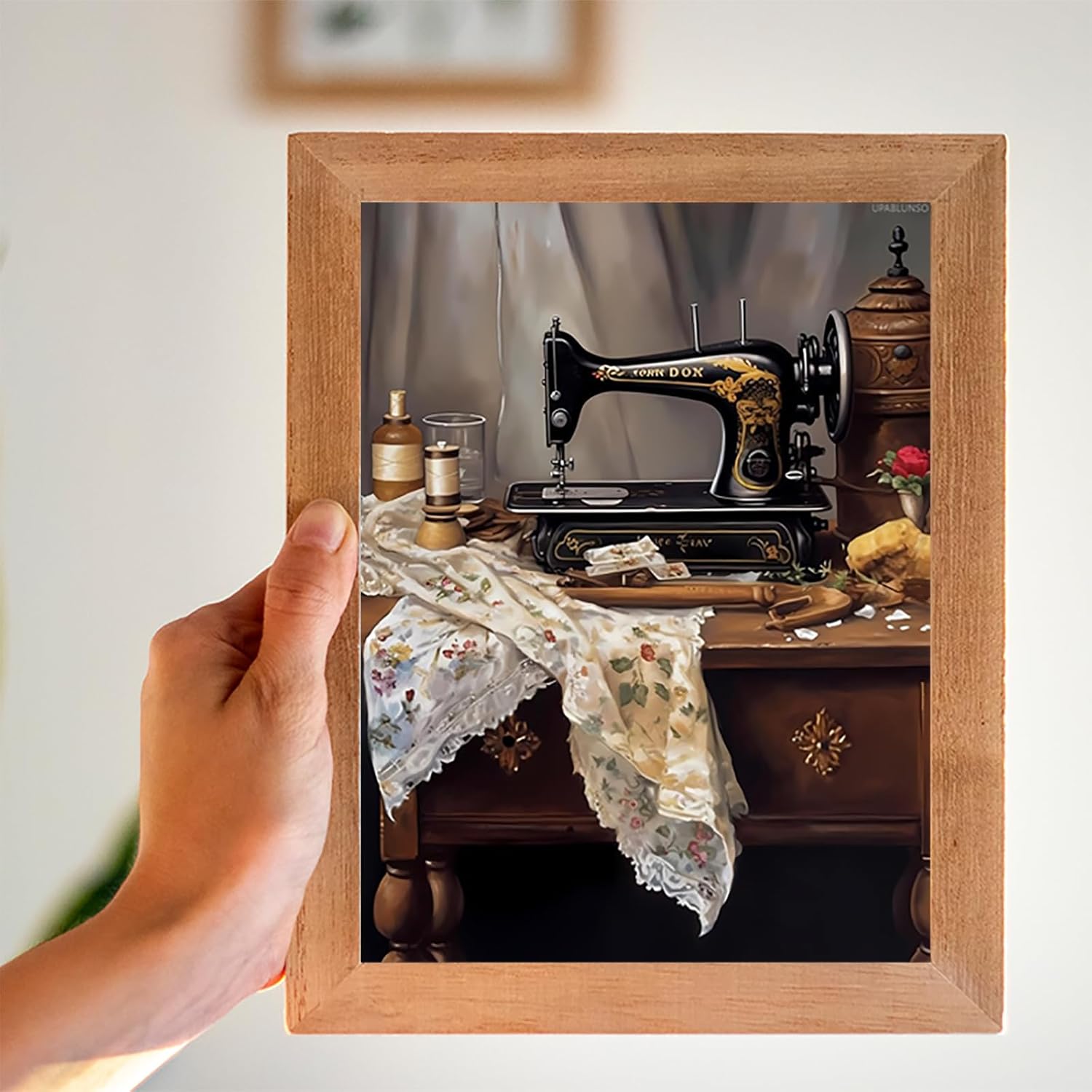 UPABLUNSO Diamond Painting Kits Vintage Sewing Machine Diamond Art Kits for Adults Sewing Machine Painting Crafts Home Wall Decor DIY 5D Gem Art Perfect for Relaxation 12x16 inch