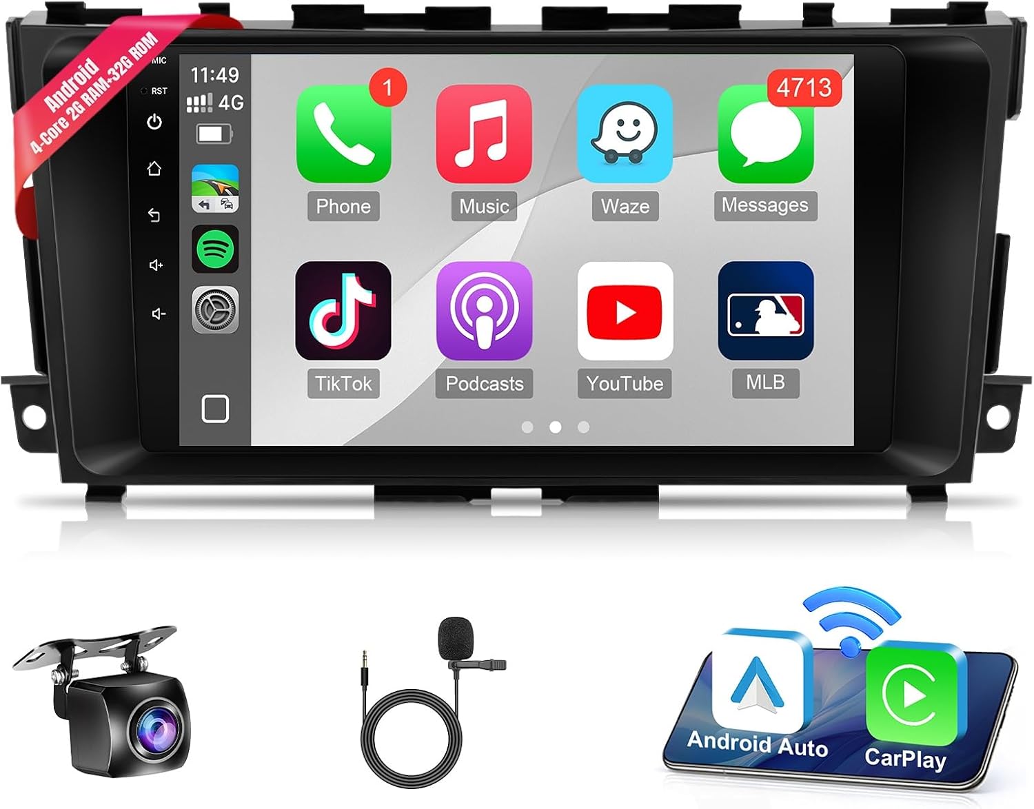 Leadfan Android Car Radio for Nissan Altima 2013 2014 2015 2016 2017 2018 Stereo with Wireless Carplay Android Auto, 9" Touch Screen Radio Support GPS FM Bluetooth WiFi Backup Camera, 2+32G