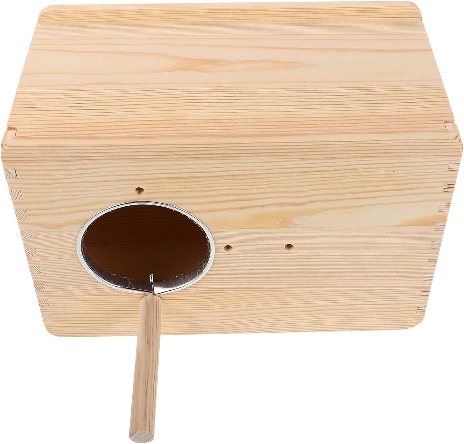 Solid Wood Parakeet Breeding Box with Observation Window, Large Horizontal Budgie Nesting Cage for Cockatiels and Lovebirds, Insulated Hanging Bird Nest for Aviary and Garden Use