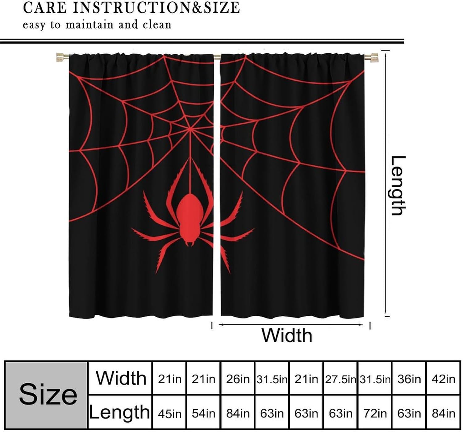 Super Hero Spider Web Boys Black Red Window Curtains for Teen Room Bedroom Playroom Home Decor Drapes 2 Panel Sets,42x63 Inch Blackout Style-7