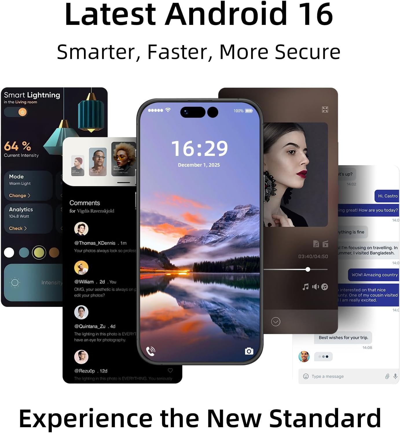 16 Pro M ax 5G Unlocked Cell Phones,16+512GB Memory Android Phone, 6.9" + 120 Hz Screen, 6800mAh Long Battery Life Smartphone, Android 16, 64+108MP Dual Camera/Dual SIM/Face-Black