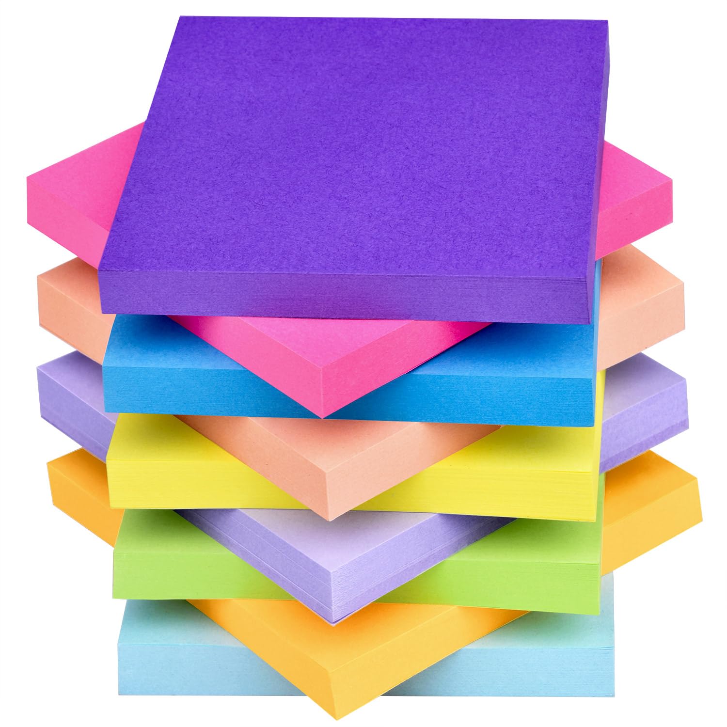 18 Pack Sticky Notes 3”x3”Bright Colors Self-Stick Note Pads, 9 Colors Bulk Sticky Memo Pad for School, Office, Meeting