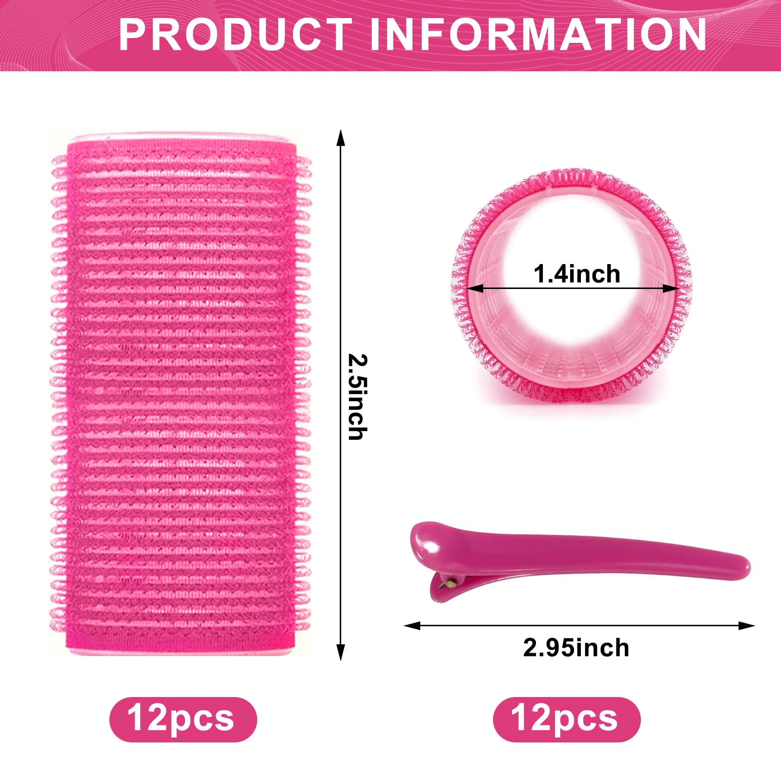 BESSEEK Rodillos para el cabello, paquete de 12 rizadores de peluquería de salón de belleza, peinado rizado para bricolaje, los colores pueden variar (mediano plus)