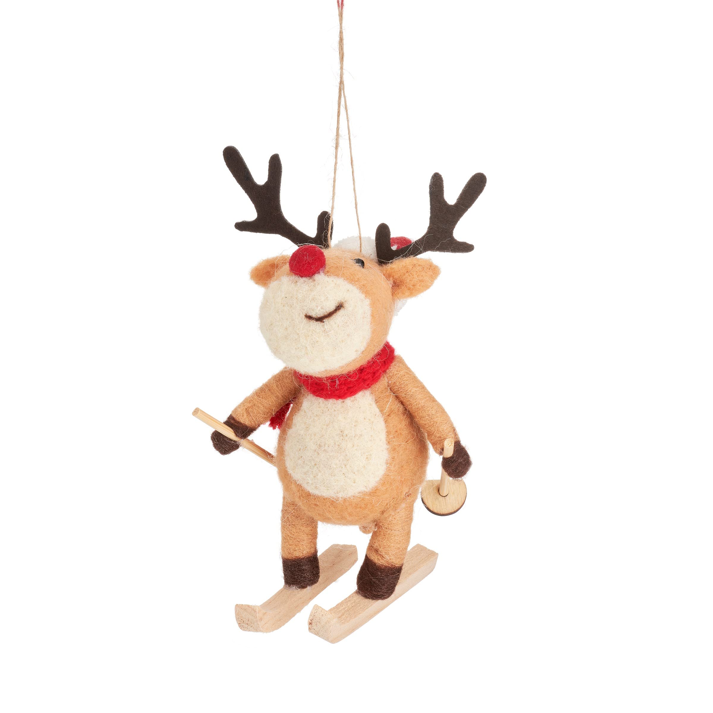 Sass & Belle Skiing Rudolph Felt Hanging Decoration
