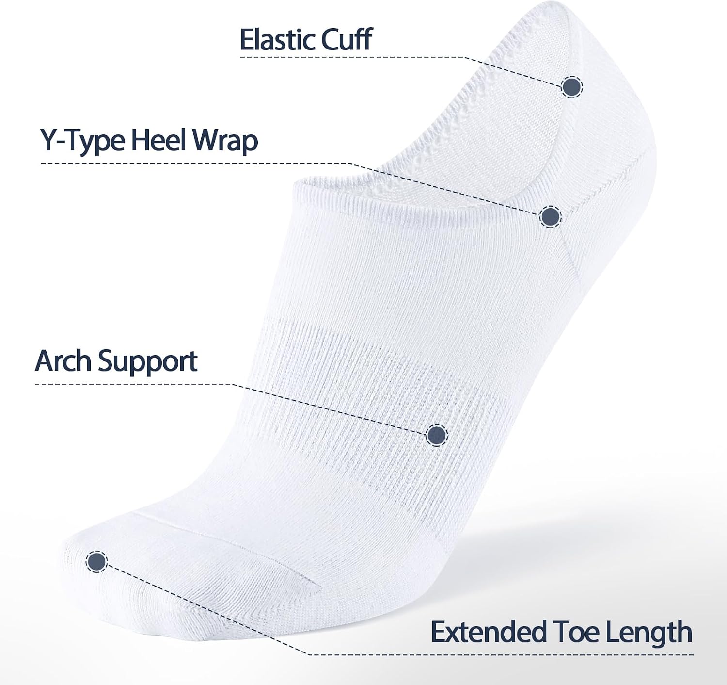 SIXDAYSOX No Show Socks Men 6/8 Pack Short Cotton Ankle Socks Size 10-13/13-15 with Arch Support