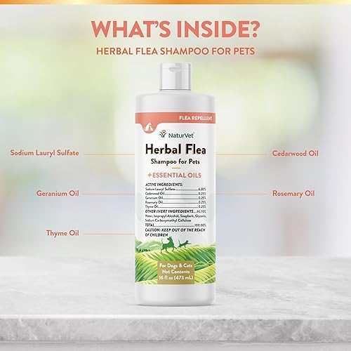 Miniatura 5 de NaturVet Champú Herbal Flea Pet con aceites esenciales – Ayuda a repeler pulgas, insectos – Champú desodorante para perros – Incluye romero, cedro