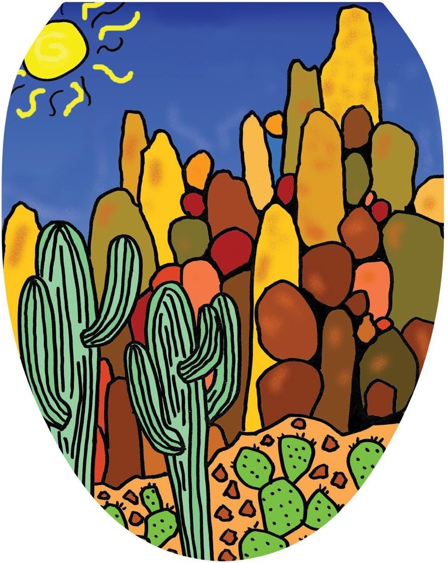 Toilet Tattoos, Toilet Seat Cover Decal,Saguaro Cactus, Size Elongated