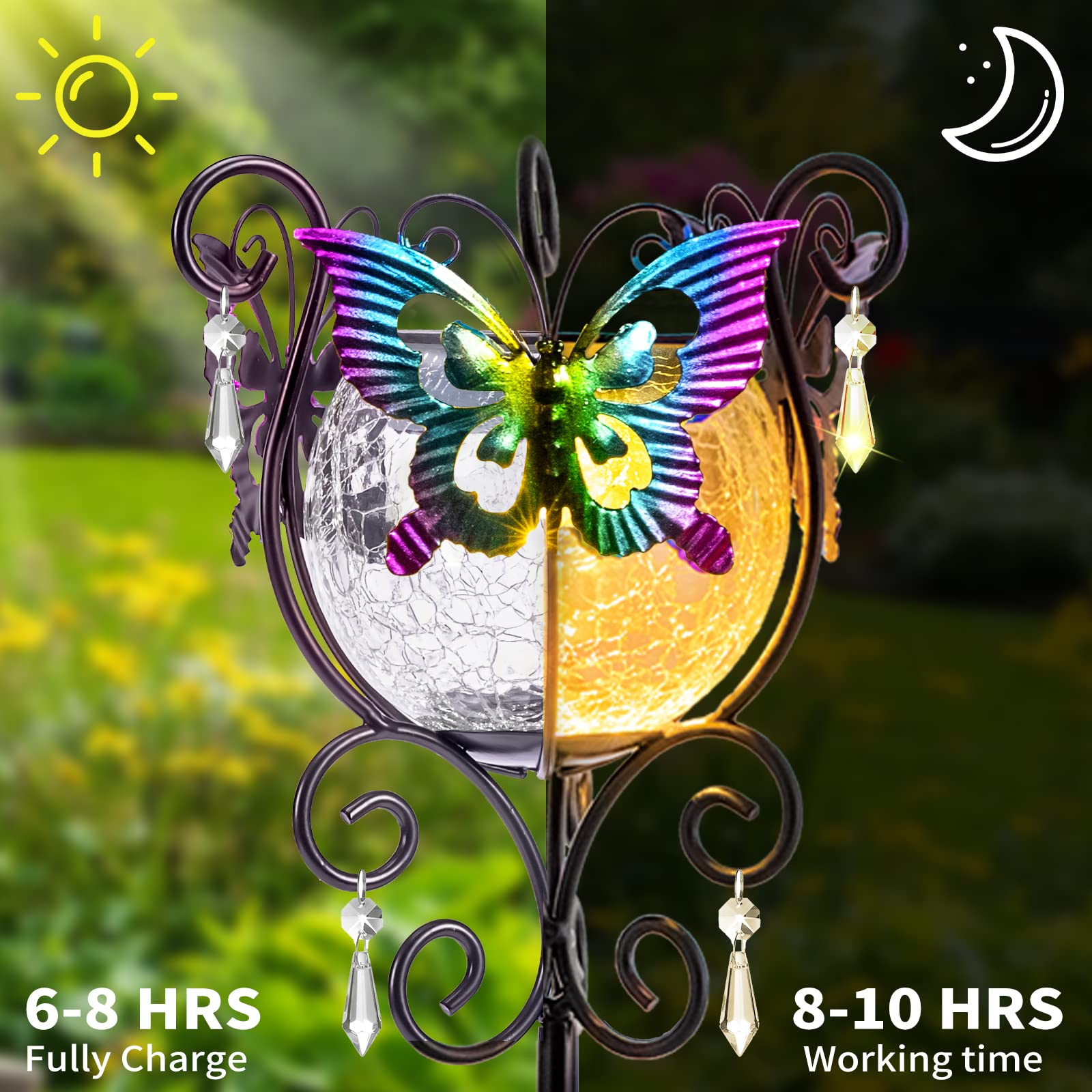 Afirst Solar Butterfly Garden Lights - Outdoor Waterproof Decor That Charges By Day, Glows At Night
