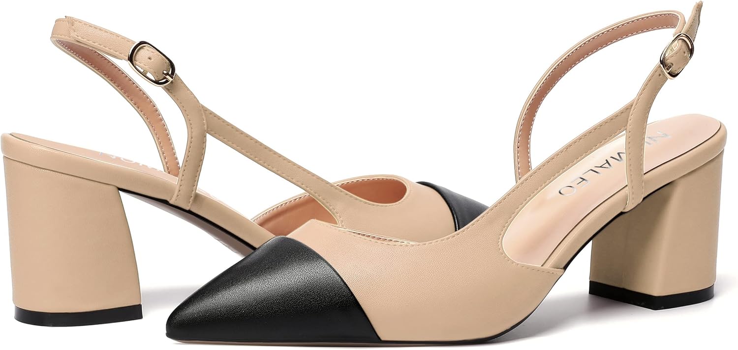 NUMALEO Womens Party Patent Buckle Ankle Strap Fashion Pointed Toe Chunky Mid Heel Pumps Shoes 2.5 Inch