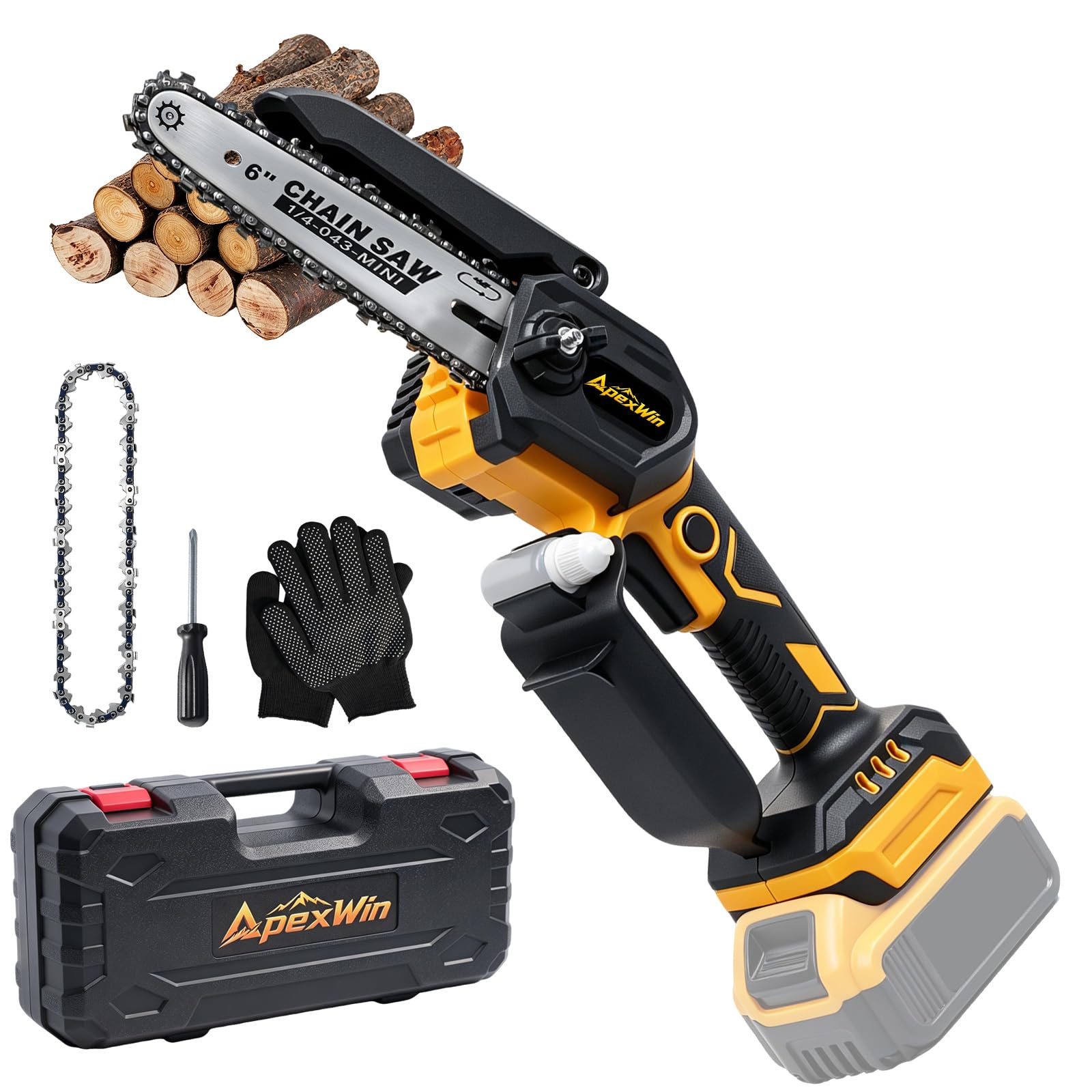 Compatible con mini motosierra inalámbrica Dewalt de 18 V, sin escobillas, tensión de cadena sin herramientas, engrasador automático, mini sierra de mano de seguridad para ramas de árboles, corte de