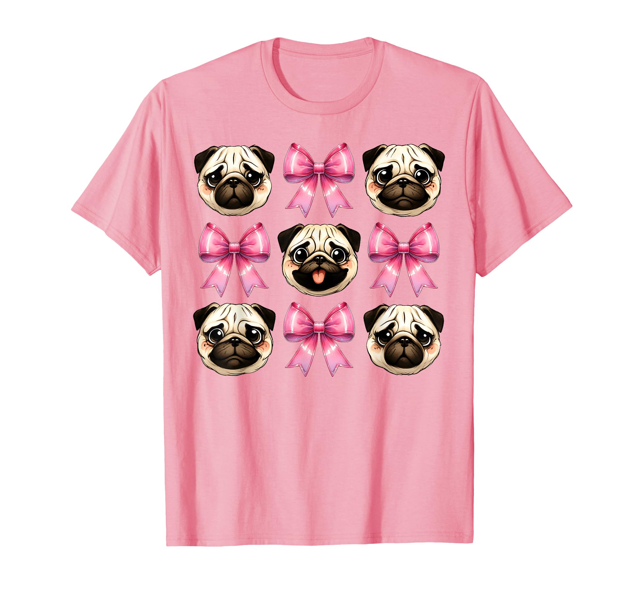 Coquette Bow Pug Dog Mom Pink Ribbon Mom Girl T-Shirt