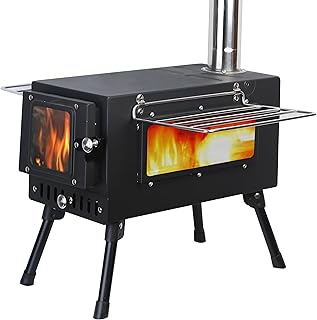 Preself Hot Tent Stove, Large Side Window, Winter Wood Burning Stove for Heating Cooking Camping Hunting (XL)