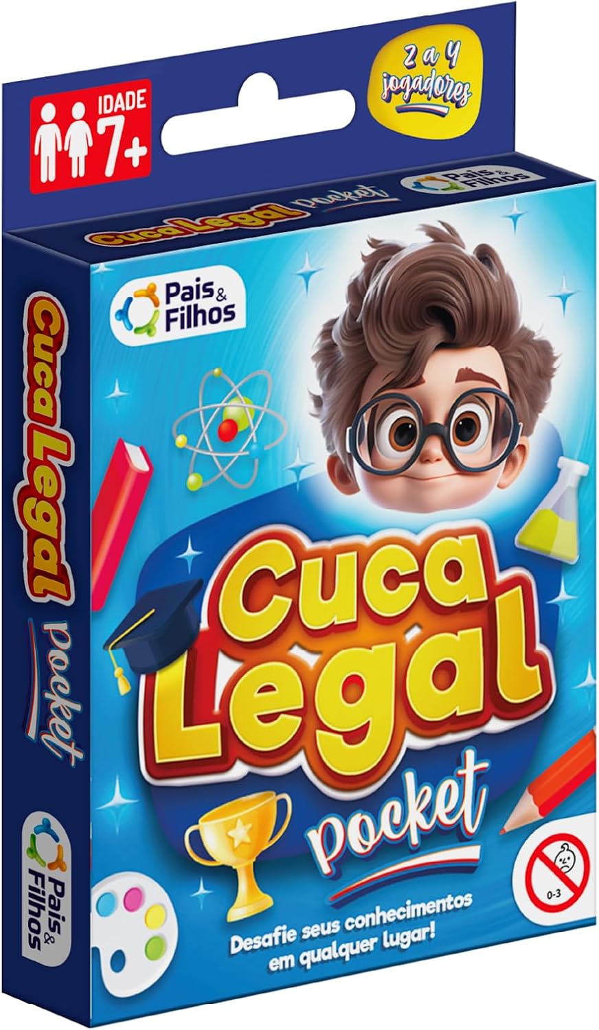 Pais & Filhos | Jogo Cuca Legal Pocket | 220 Perguntas Educativas | Jogo de Cartas Infantil Portátil | +7 Anos | Jogo de Raciocínio e Conhecimento para Família e Viagem