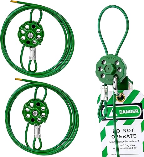 Miniatura 11 de Cerraduras de cable de bloqueo con 2 llaves | Cable de acero de PVC ajustable de 0.16 x 31.5 pulgadas compatible con OSHA | para válvulas, paneles y