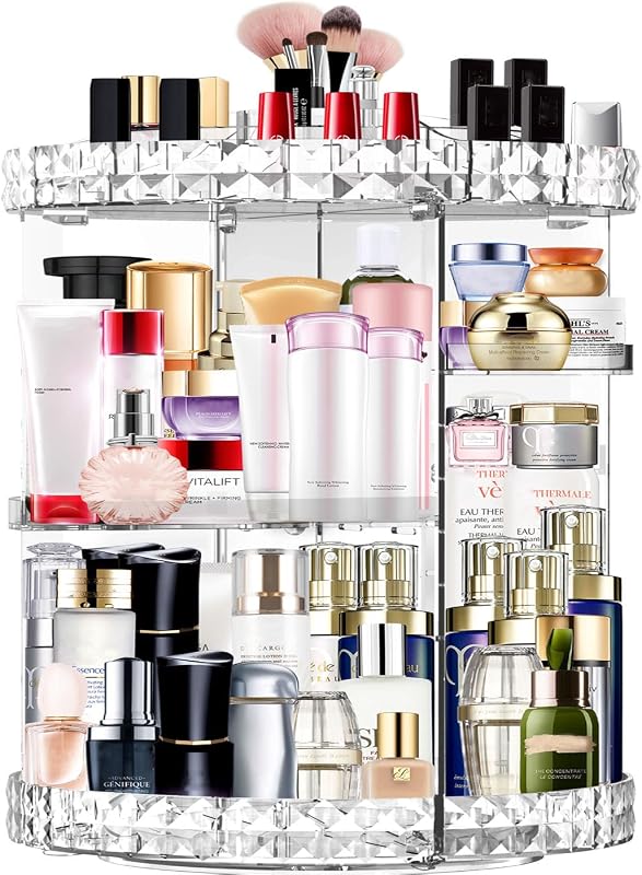 Miserwe Makeup Organiser 360 Degree Rotating 7 Adjustable Layers Large Capacity Cosmetic Organiser Transparent Make Up Organisers and Storage