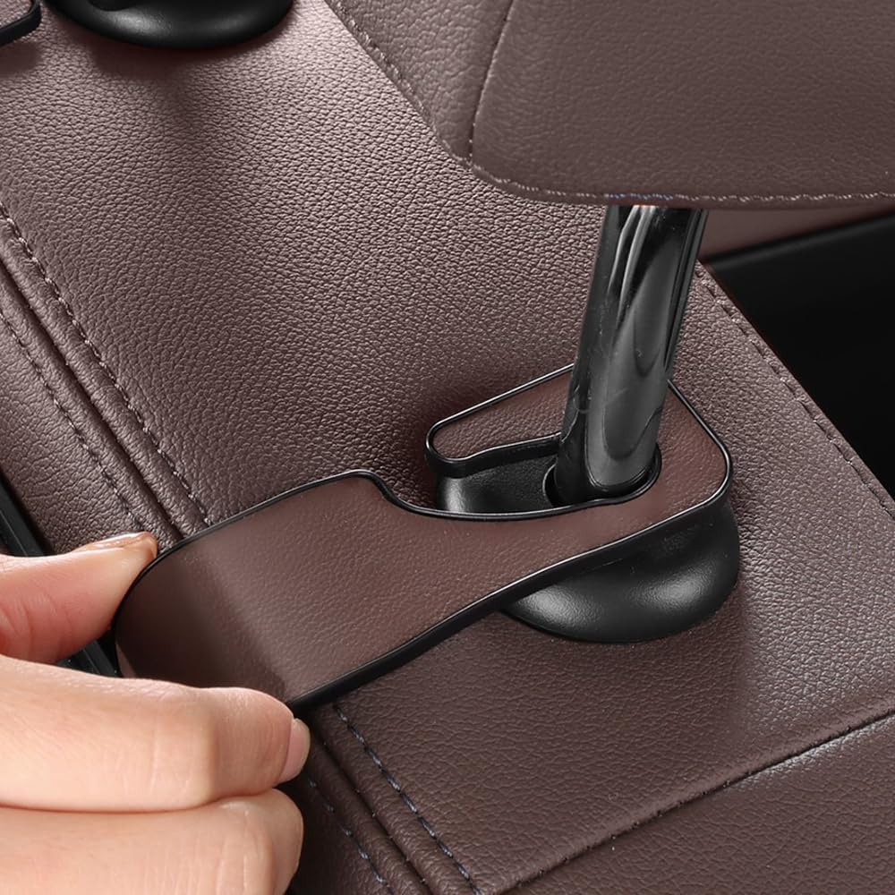 Carodi New Car Rear Seat Poggiatesta multifunzione con portabicchieri, scatola in tessuto, gancio per poggiatesta per bambini e adulti, accessori da viaggio auto (marrone)