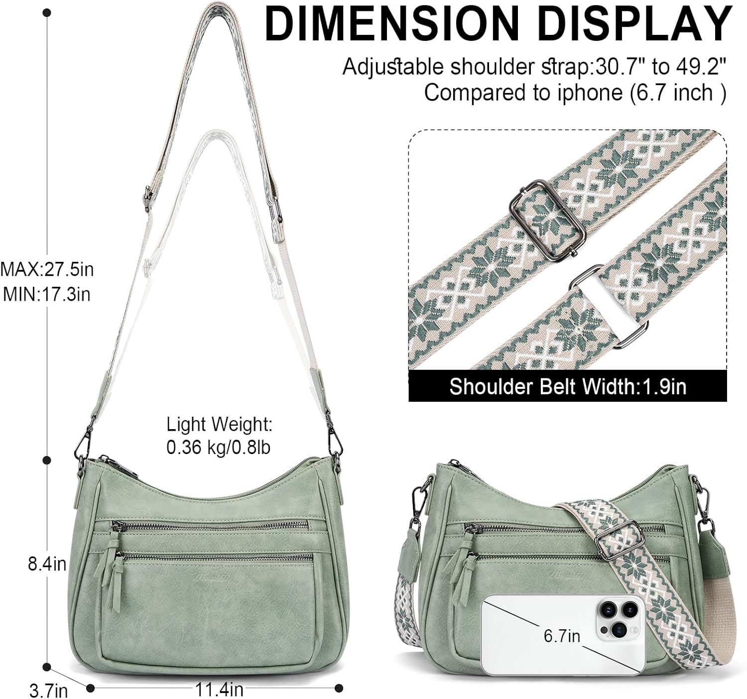 Crossbody Purses for Women Trendy Leather Crossbody Bag,Multi Pocket Shoulder Handbag Lightweight Travel Purse - Image 3