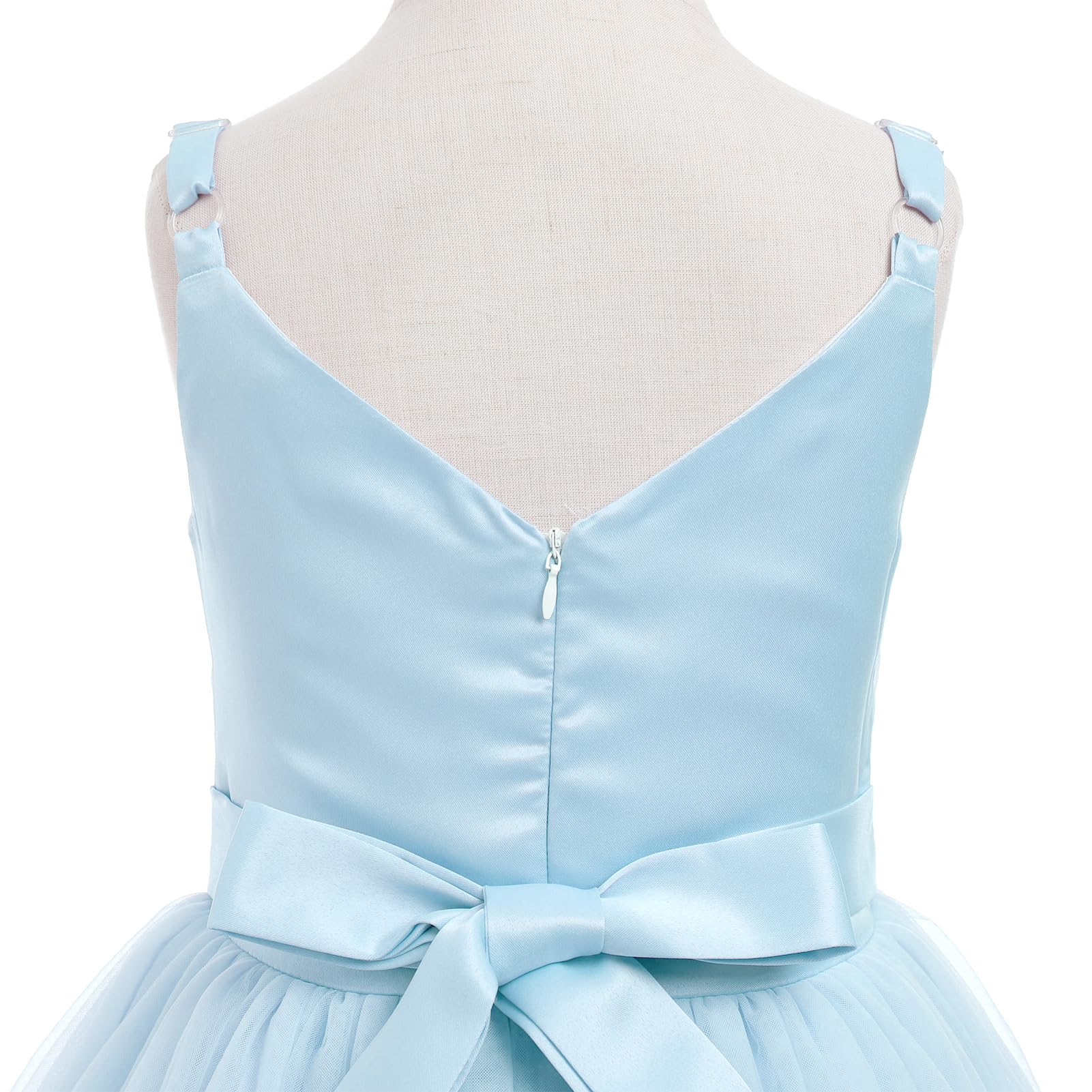 IDOPIP La Fille des Fleurs Princesse Robe Longue Plissée Mariage Demoiselle d'honneur Robe De Bal Broderie Fleur Dentelle Col en V