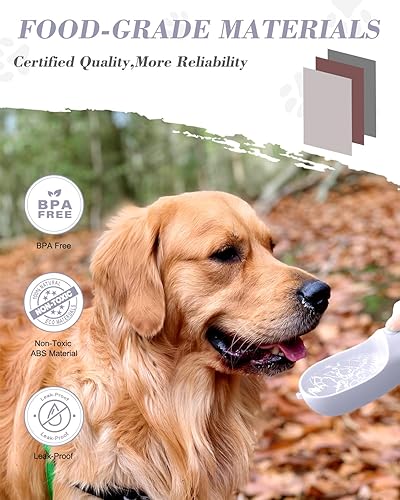 Miniatura 4 de Botella de agua para perros 3 en 1, botella de agua portátil a prueba de fugas para mascotas con contenedor de alimentos y dispensador de bolsas de