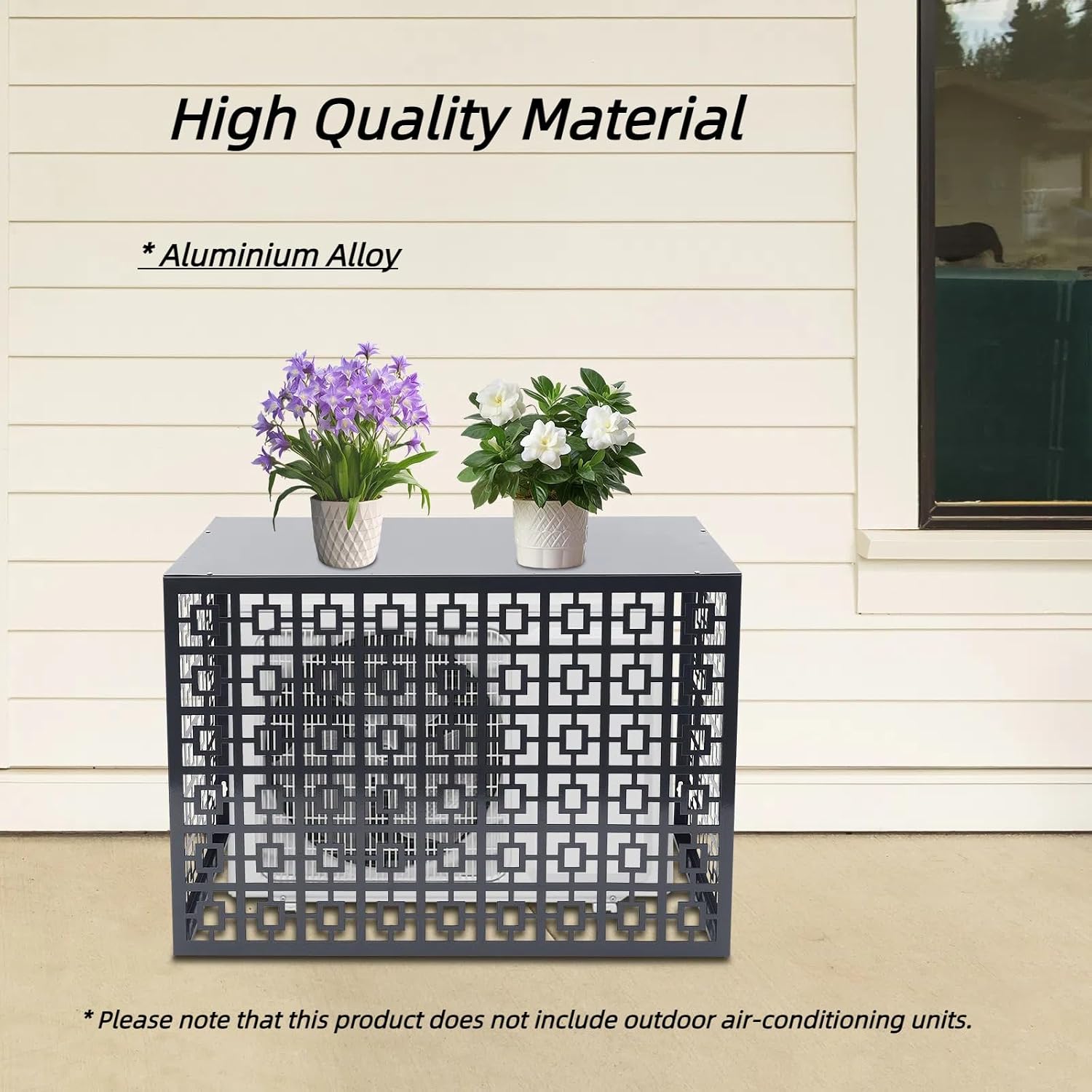 Air Conditioner Fence for Outside 43.31''x21.65''x31.5'' Air Conditioner Cover Screen for Outside Unit, Dark Grey Aluminium Alloy Privacy Fence Cover