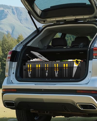 Miniatura 5 de HOTOR Organizador de maletero para coche y SUV, organizador de automóvil resistente con enfriador extraíble, organizador de maletero plegable grande