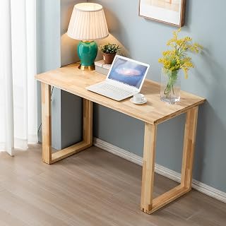 SlimWood 47 Inch Solid Wood Desk - Home Office Computer Gaming Study Writing Desk for Small Spaces, Easy Assembly