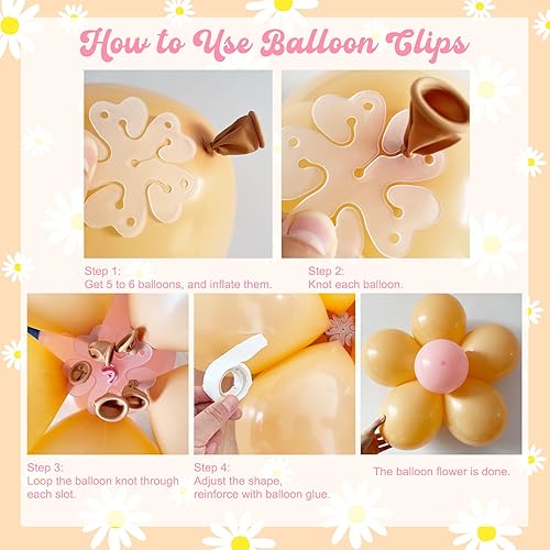 Miniatura 3 de Kit de arco de guirnalda de globos de margarita, guirnalda de globos de margarita retro color albaricoque Groovy, arco de globos pastel de flores