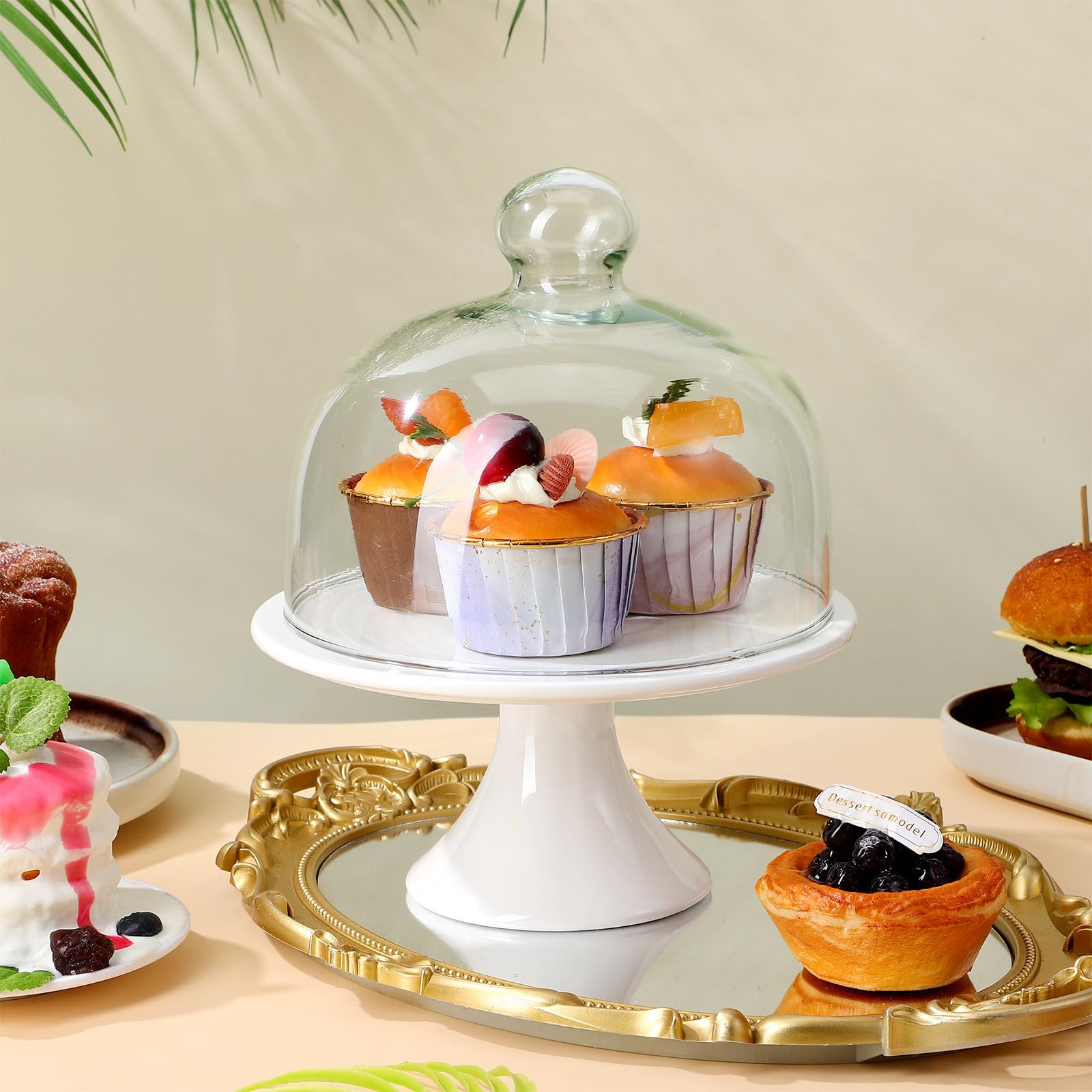 Alzata per Torta in Ceramica con Coperchio, Bianca | Feste e Celebrazioni, Effetto Elegante da Tavola, Resistente All’usura