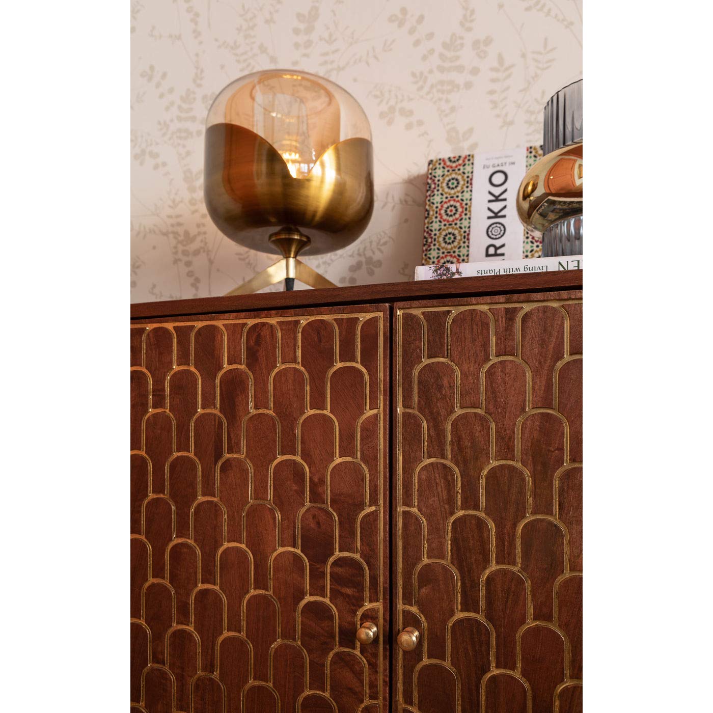 Kare Design Kommode Muskat, Braun, 90x75x40 cm, Schrank, Sideboard, mit 2 Türen, schmal, Vintage, Retro, Wohnzimmer