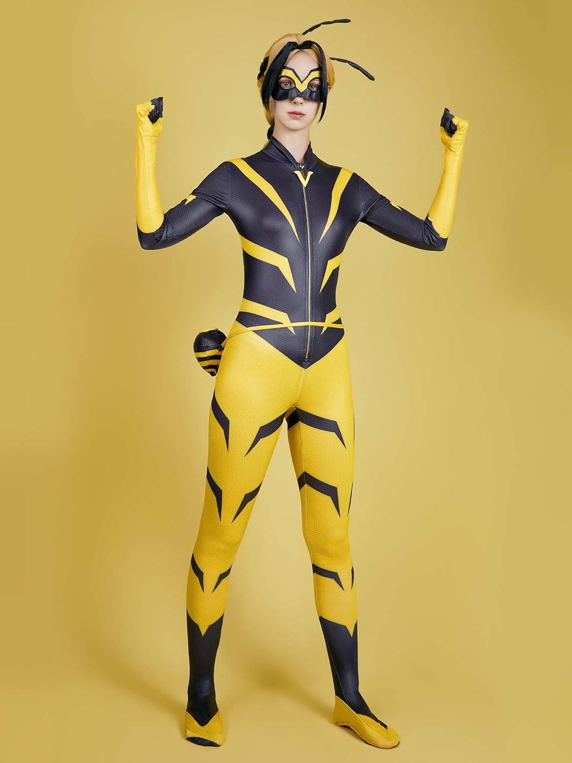 Micotaku Women Miraculous Vesperia Cosplay Costume Zoé Lee Superhero Bodysuit Black And Yellow