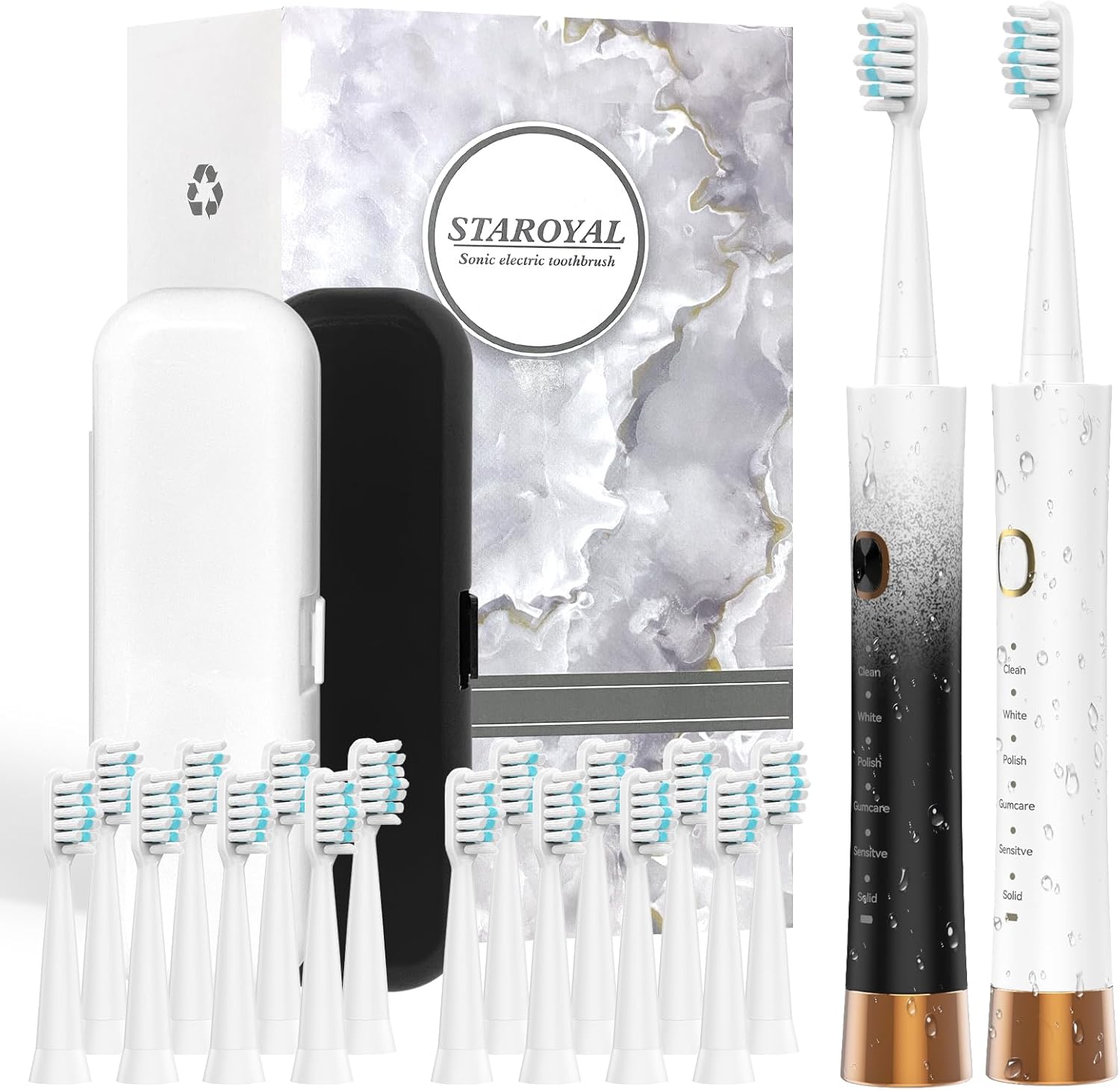 STAROYAL 2 Pack Electric Toothbrush IPX8 Waterproof