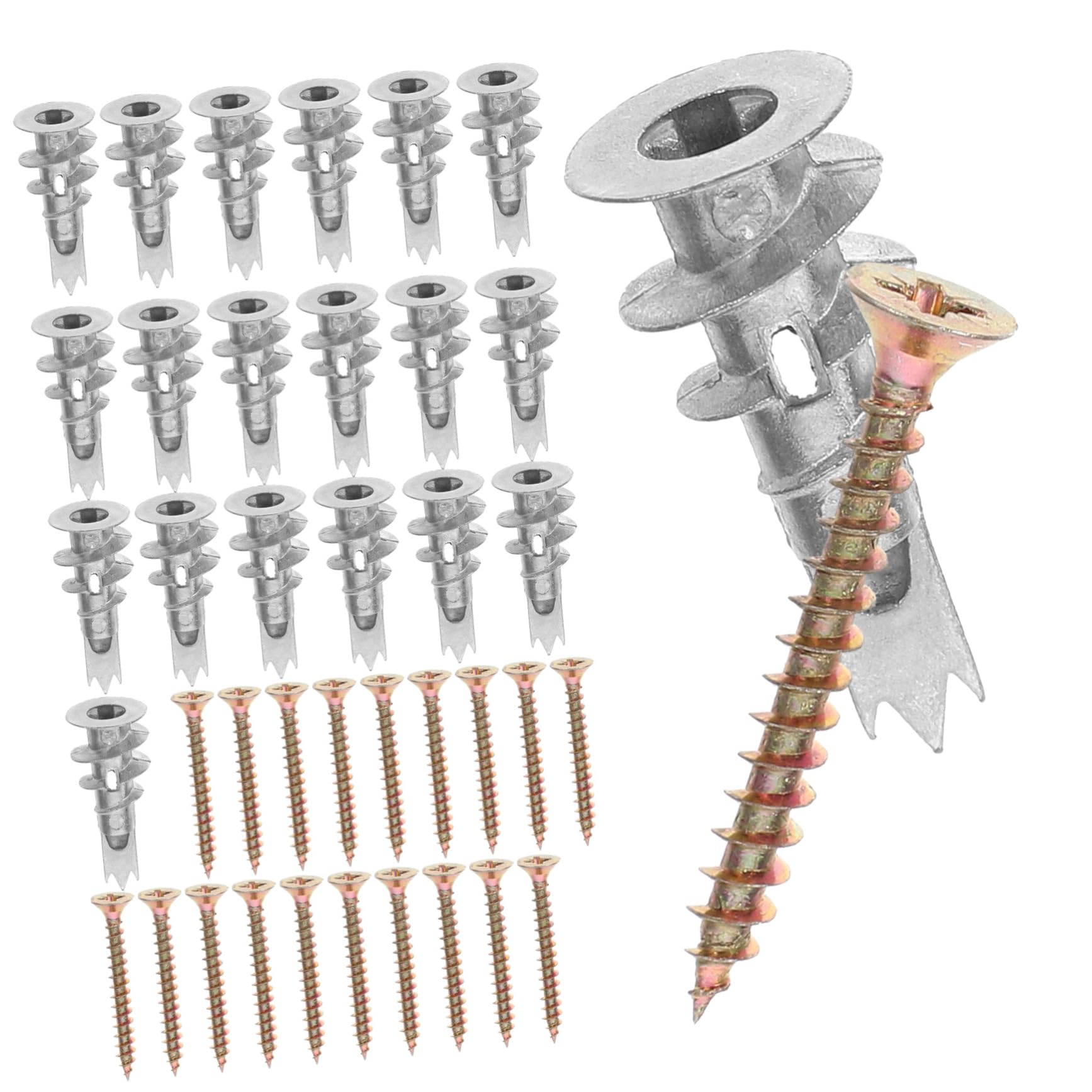 SOLUSTRE Wall Anchors Screws Set 20 Pack Spiral Expansion Plugs Drywall Anchor Kit for Home Office and