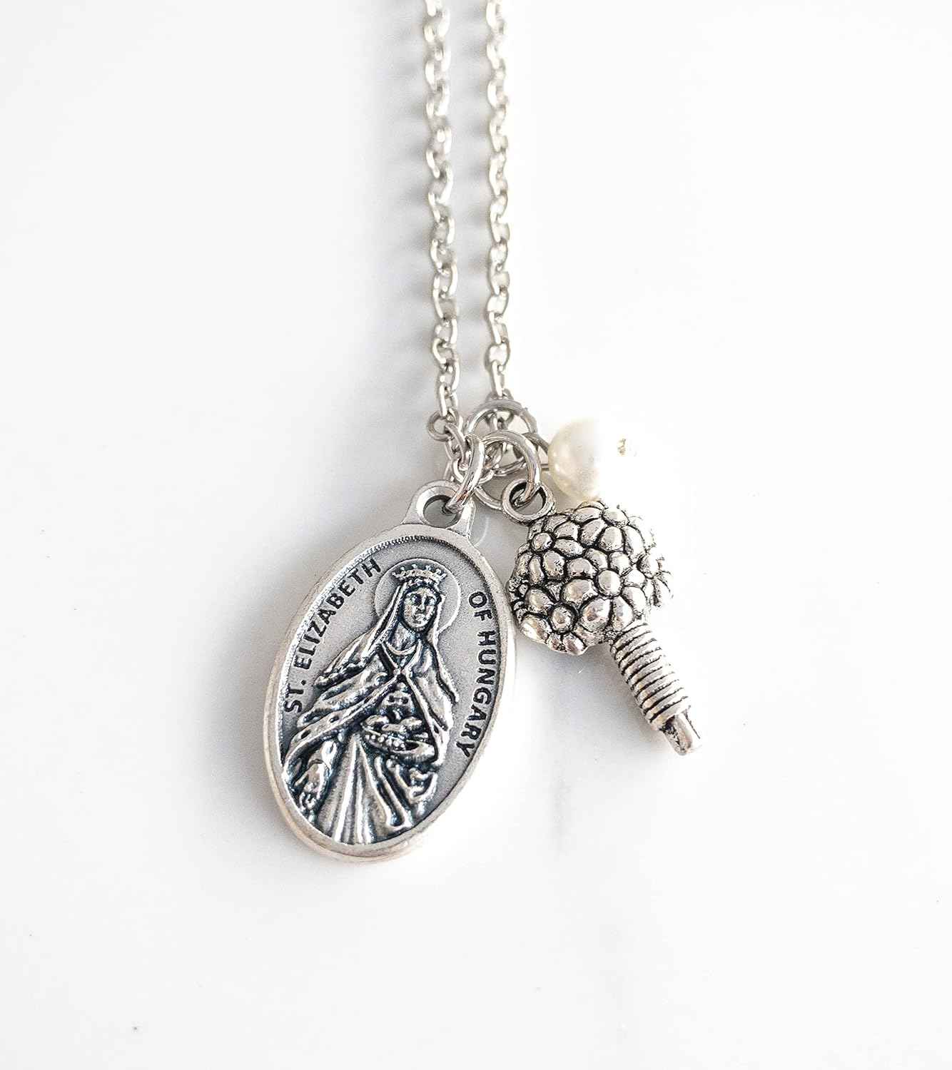 St Elizabeth of Hungary Necklace Catholic Engagement Gift Patron Saint of Brides