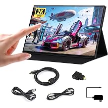 KLAYERS LF 16inch 2K IPS Panel Portable Touch Monitor with Magnetic Protective Case | 2560 1600 Resolution | HDR 165Hz Refresh Rate | Up to 10-Point Touch | Compatible with Raspberry PI OS