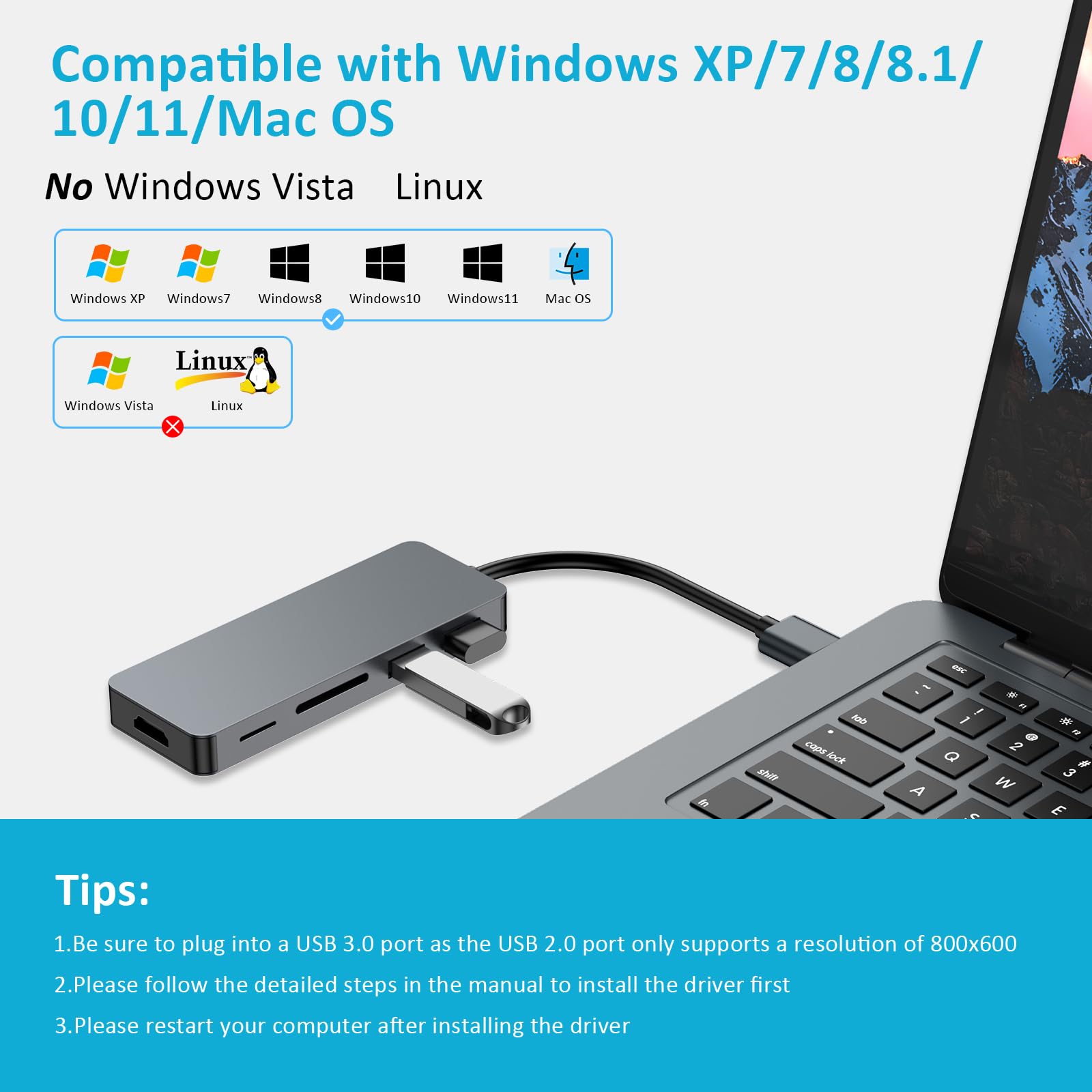 Hub USB 5 In 1 Con HDMI 1080p, 2 Porte USB 2.0, Lettore SD/TF, Compatibile Con Windows E Mac – Docking Station Compatta