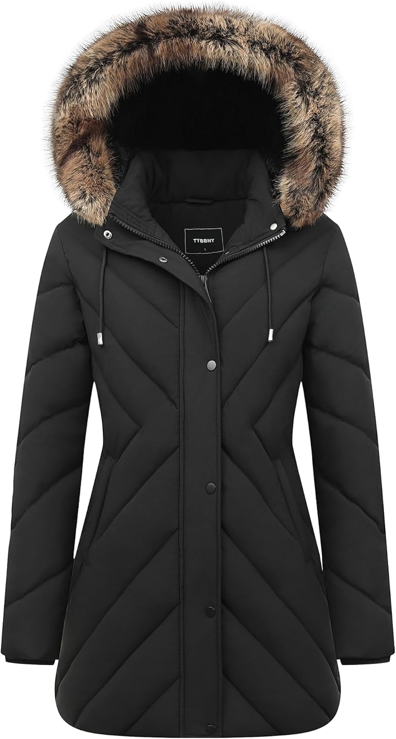 TYBBNY Women's Winter Coat Long Puffer Jacket - Waterproof Warm Thickened Snow Coat for Women