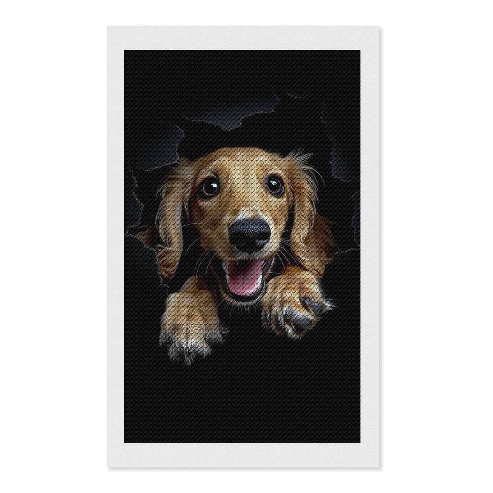 Junmoney Saluki Diamond Painting Canvas Set 12"x20", Easy to Enjoy, Adhesive Canvas, Office Decor, Holiday Gift Idea, with Tool Kit