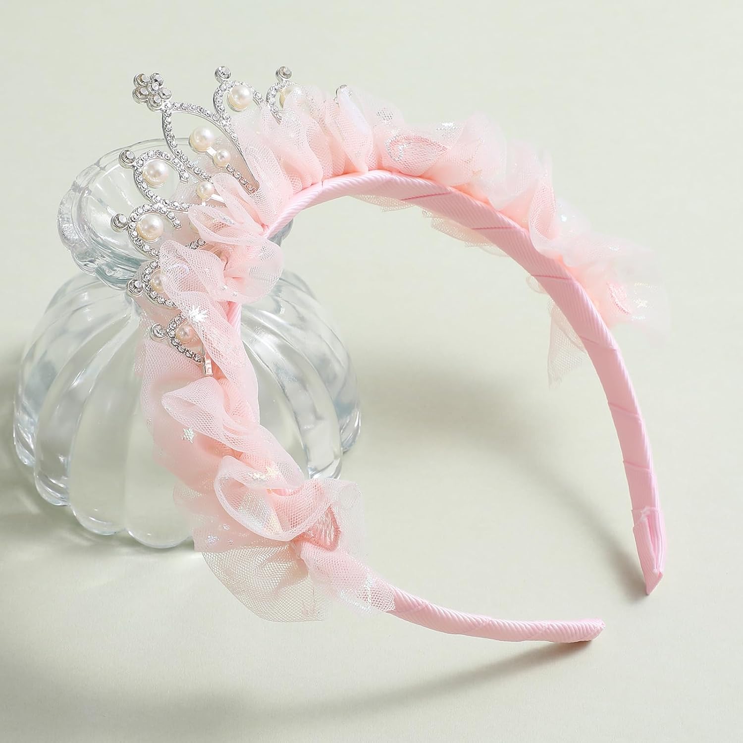 Yolev Princess Crown, Tiara Headband, Princess Tiara for Girls, Cute Pink Fairy Crown, Girl's Party Decorations Head Bands