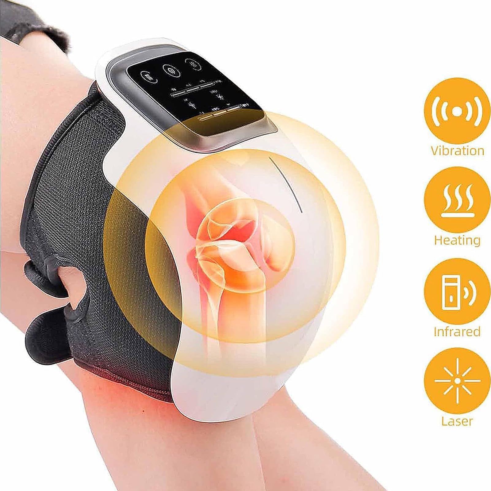 Masajeador de Rodilla Inalámbrico, Pantalla LED Grande Inalámbrica Masaje Inteligente de Rodilla Recargable, Ciclo de Calefacción y Vibración, Intensidad Regulable, 1 Articulo