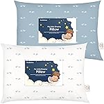 KeaBabies 2-Pack Toddler Pillow 13x18 - Soft Organic Cotton Kids Travel Bed Pillows for Sleeping, School, Nap, Machine Washable, Toddlers 2 to 5, Pillowcase Sold Separately (Roadsters)