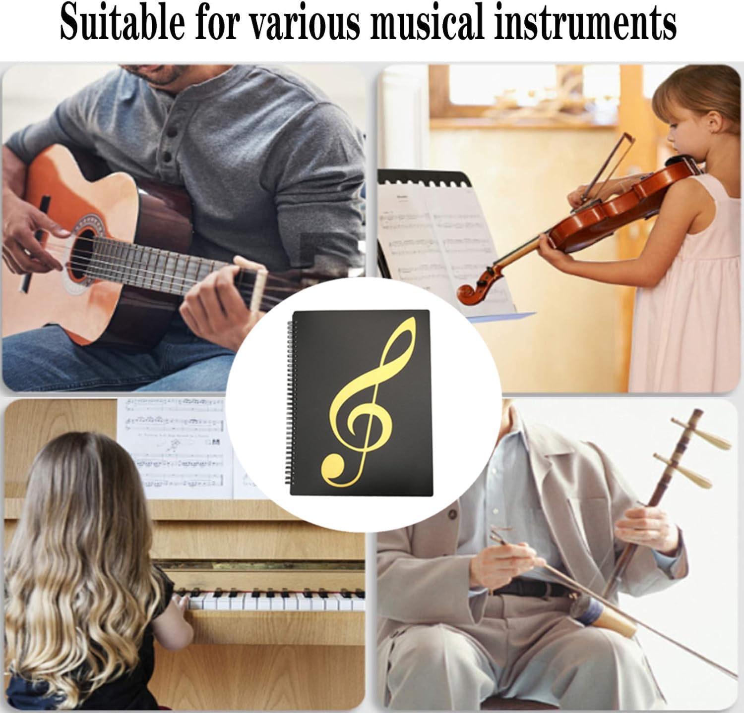 Music Sheet Choir Folder, 20 Sheets/40 Sleeves, A4 Music Folder for Sheet Music, Index Folders, Music Notes Folder, Music Storage for Music Score, File, Paper, Files, Musicians and Band