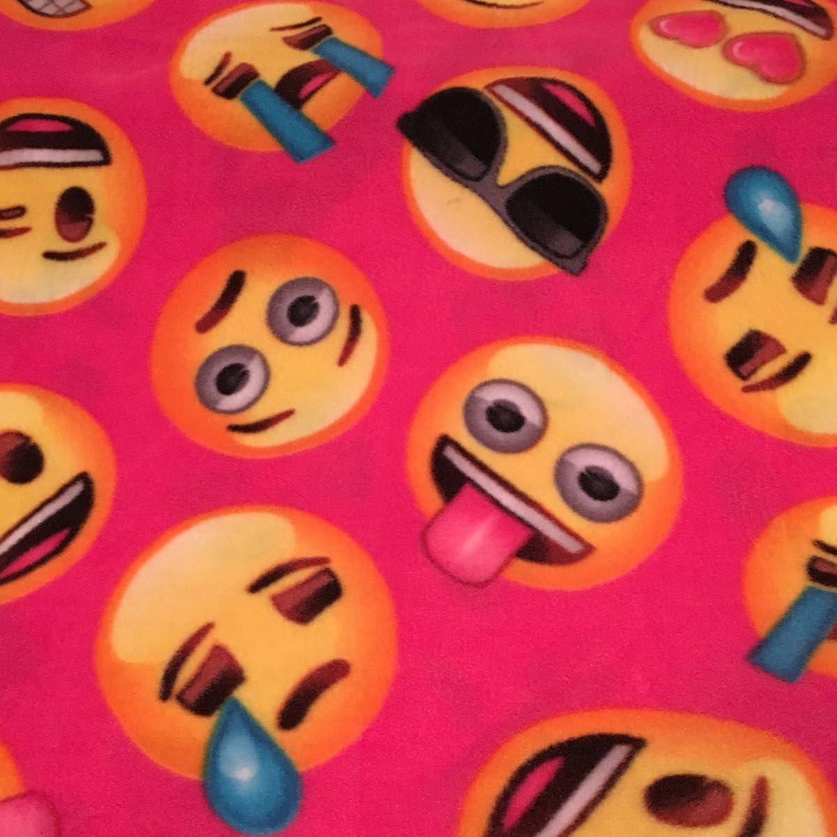 lovemyfabric Super Soft Emoji Print Fleece Light Weight Couch/Sofa/Travel Throw Blanket (60"X84", Pink)