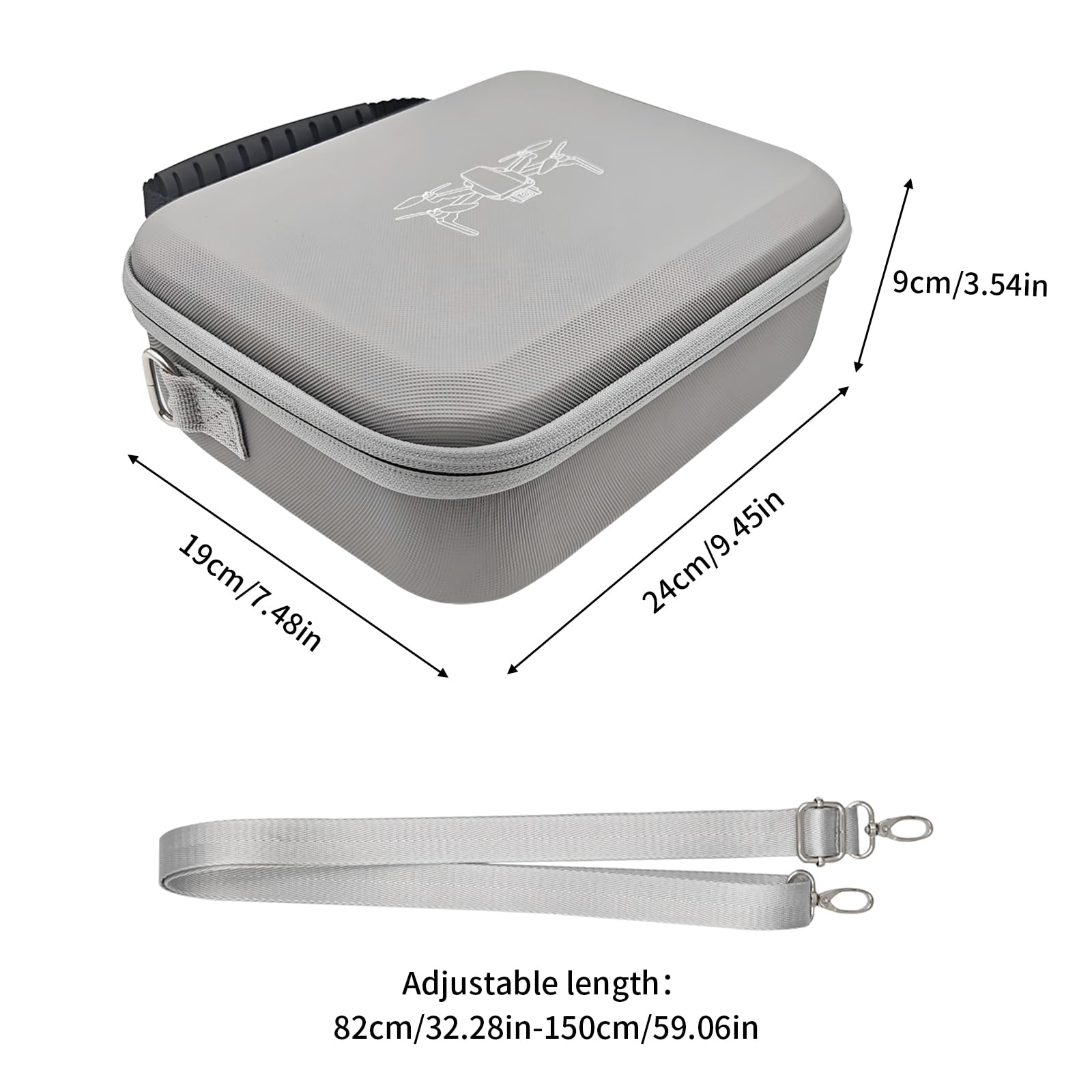 Mini Custodia per DJI 4K, Sacchetto Trasporto per Mini 2 SE, Borsa Portatile per Accessori Drone e Controller, Valigetta Compatta Impermeabile con Cintura Spalla, Grigio