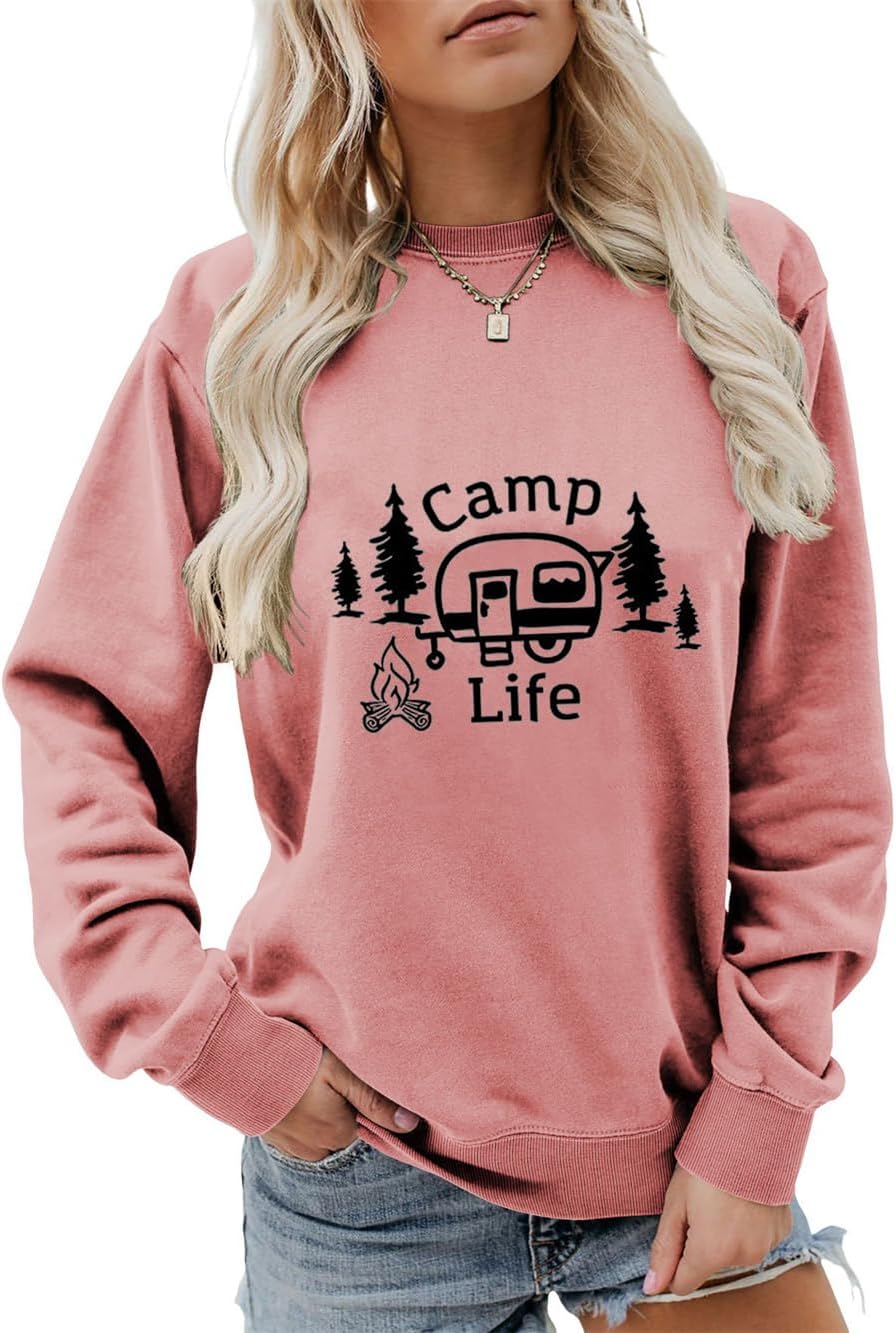 Camp Life Sweatshirt Hiking Camping Sweater Funny Camping Lover Shirt Camper Gifts Women Crewneck Camp Pullover Tops