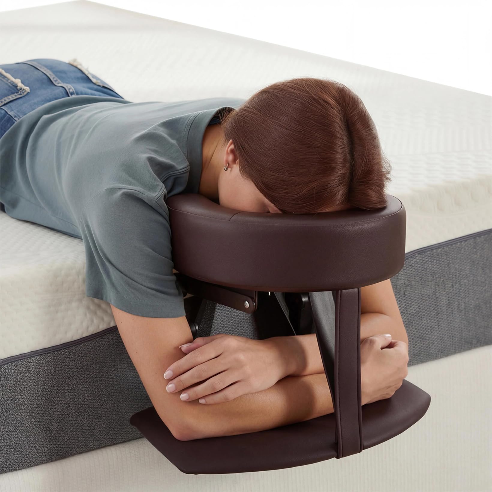 Massagematratze, 180° Massage Kopfstütze für Bett mit Gesichtskissenhalterung, Massage-Matratzenauflage mit Armlehnenbrett und Aufbewahrungstasche, für Matratzen Einer Dicke 14-45cm