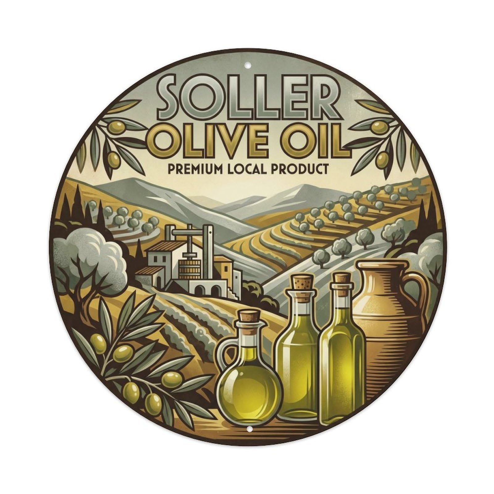Olhnbad Style Olive Oil Soller Mallorca Balearic Heritage Metal Tin Sign