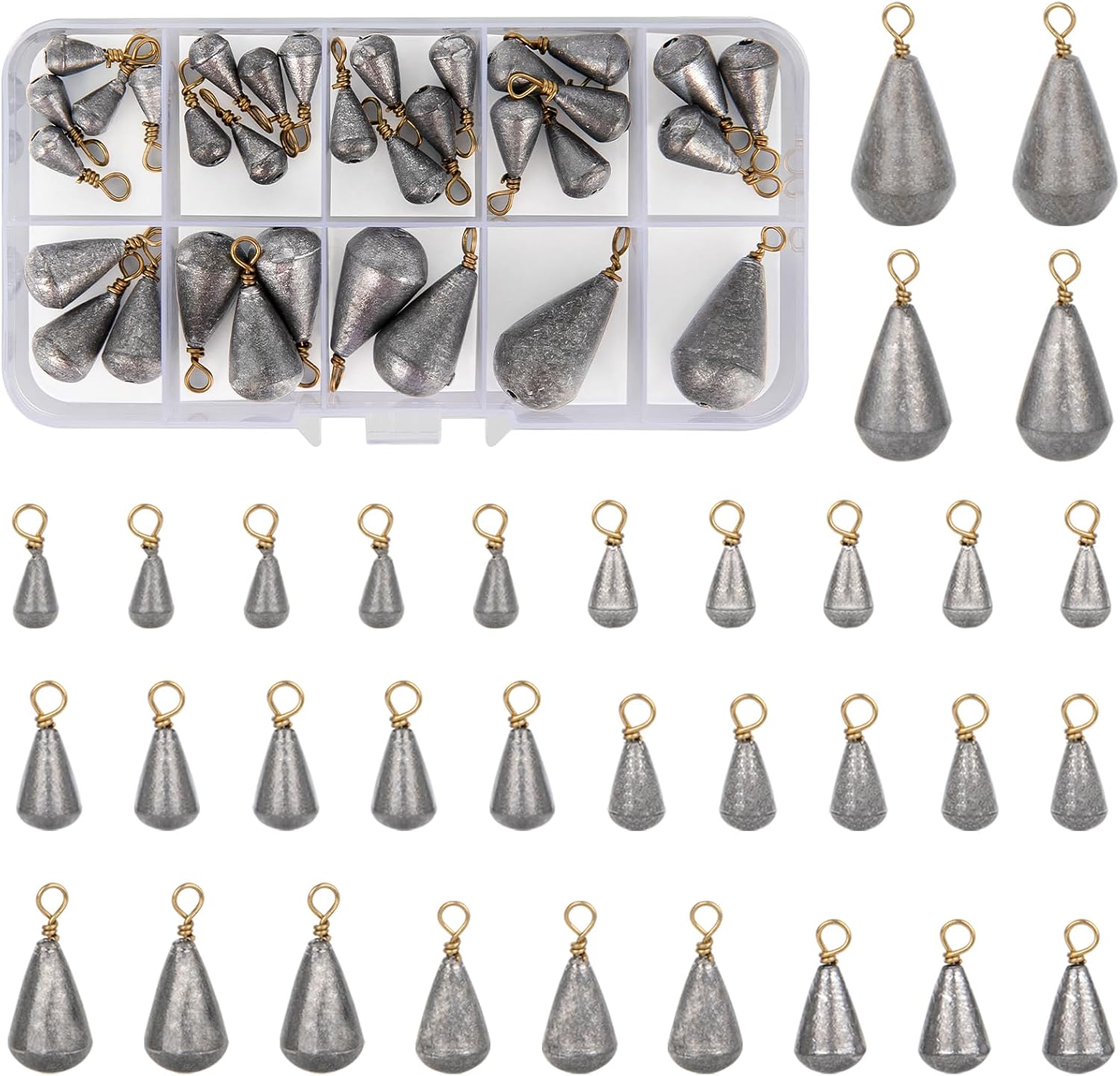 33 Pcs Fishing Weights 9 Sizes Sea Fishing Weights 2g 3g 4g 5g 7g 10g