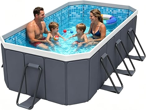 Jessie Foldable Pool for Kids and Adults Non InflatableFrame Outdoor Swimming Pool Blue Kiddie Pools Thickened Support Dog Above Ground Garden Backyard 102.36 in