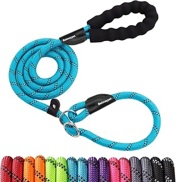 Slip Leads Dog Leash - 4/5/6/8/10 FT Heavy Duty Training Leashes - Reflective & Comfortable Handle for Small Medium Large Dogs 1/2- 6FT, Blue